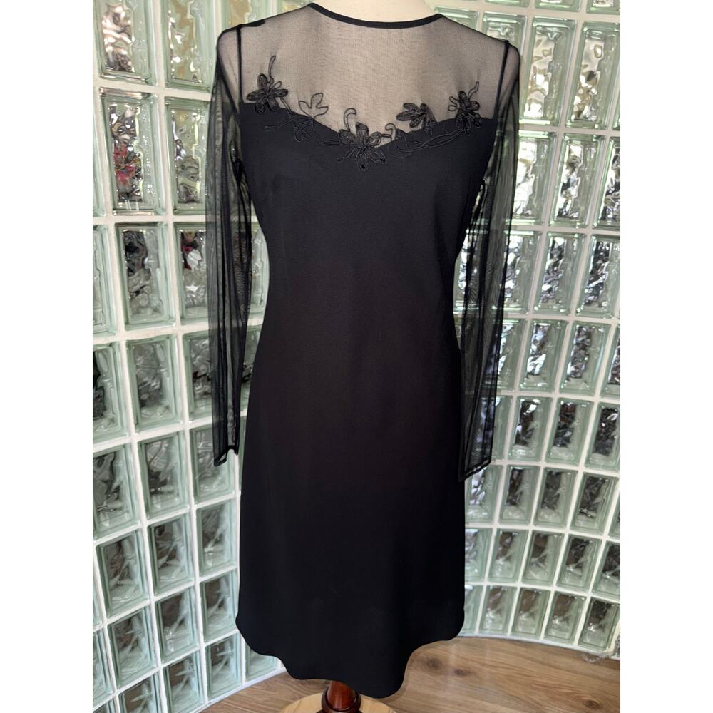 Evan-Picone Women’s Black Long Sleeve Sheer Top Dress - size 6 - OB
